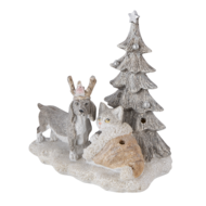 Clayre & Eef | Decoratie Beeld Kat en Hond Grijs, Beige, Wit 16x10x15 cm LED | 6PR4631