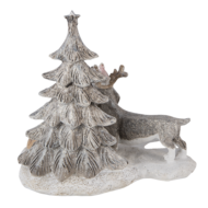 Clayre & Eef | Decoratie Beeld Kat en Hond Grijs, Beige, Wit 16x10x15 cm LED | 6PR4631