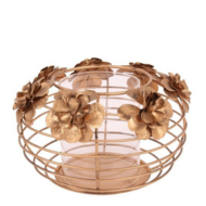 Windlicht bloemen Ø 19 cm goud ijzer | Dutch Style | 10927404