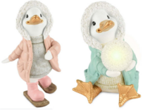 Set eend schaatsend roze & eend zittend blauw met bollamp Led | Dekoratief | A19502324