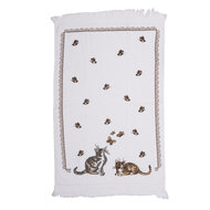 Clayre &amp; Eef   | Gastendoekje Wit, Bruin, Zwart 40x66 cm | CT014