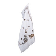 Clayre &amp; Eef   | Gastendoekje Wit, Bruin, Zwart 40x66 cm | CT014