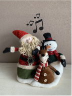 Muzikaal zang & bewegend trio Kerstman eland sneeuwman wish you a merry christmas 35 x 36 cm | La Galleria | YID-80563