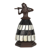 Clayre & Eef | Tiffany Tafellamp Vrouw Bruin, Wit 13x13x26 cm E14/max 1x25W | 5LL-6047