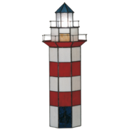 Clayre & Eef | Tiffany Tafellamp Vuurtoren Rood, Wit ø 21x56 cm E14/max 2x25W | 5LL-1166
