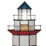 Clayre & Eef | Tiffany Tafellamp Vuurtoren Rood, Wit ø 21x56 cm E14/max 2x25W | 5LL-1166