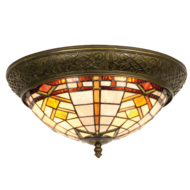 Clayre & Eef | Plafondlamp Tiffany Bruin, Beige ø 38x19 cm E14/max 2x40W | 5LL-5349