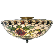 Clayre & Eef | Plafondlamp Tiffany Groen, Rood ø 40x25 cm E14/max 2x40W | 5LL-5419