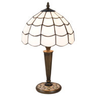 Clayre & Eef | Tiffany Tafellamp Wit, Bruin ø 25x43 cm E27/max 1x40W | 5LL-5936