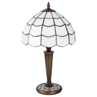 Clayre & Eef | Tiffany Tafellamp Wit, Bruin ø 25x43 cm E27/max 1x40W | 5LL-5936