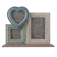 Clayre & Eef | Fotolijst Beige, Blauw 34x7x25 cm / 10x10 / 7x7 / 10x15 cm | 2F0896