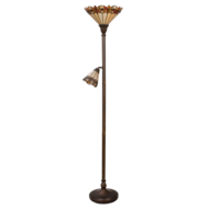 Clayre & Eef | Tiffany Vloerlamp Beige ø35/ ø14x176 cm E27/max2x60W E14/max 1x25W | 5LL-5718