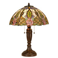 Clayre & Eef | Tiffany Tafellamp Groen, Roze ø 47x61 cm E27/max 2x60W | 5LL-5370
