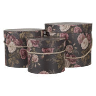 Clayre & Eef | Hoedendoos Set van 3 Zwart ø 23x20 / ø 20x17 / ø 17x14 cm | 65011