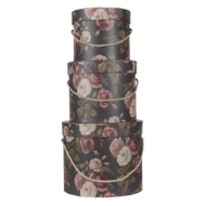 Clayre & Eef | Hoedendoos Set van 3 Zwart ø 23x20 / ø 20x17 / ø 17x14 cm | 65011