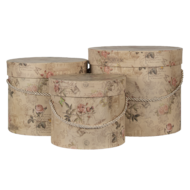 Clayre & Eef | Hoedendoos Set van 3 Beige ø 23x20 / ø 20x17 / ø 17x14 cm | 65012