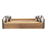 Clayre & Eef | Decoratief Dienblad set van 3 Bruin 35x20x5 / 30x15x5 / 25x10x5 cm | 6H2008
