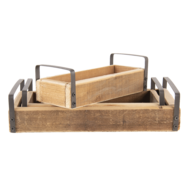 Clayre & Eef | Decoratief Dienblad set van 3 Bruin 35x20x5 / 30x15x5 / 25x10x5 cm | 6H2008