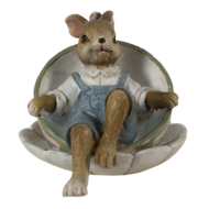 Clayre & Eef | Decoratie Konijn Bruin Groen 11x8x7 cm | 6PR3558
