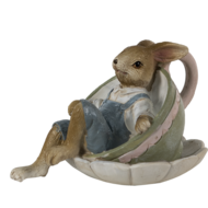 Clayre & Eef | Decoratie Konijn Bruin Groen 11x8x7 cm | 6PR3558