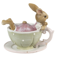 Clayre & Eef | Decoratie Konijn Bruin Groen 10x8x9 cm | 6PR3560