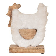 Clayre & Eef | Decoratie Beeld Haan Wit, Bruin 18x5x21 cm | 6H2162L