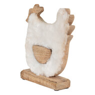 Clayre & Eef | Decoratie Beeld Haan Wit, Bruin 18x5x21 cm | 6H2162L