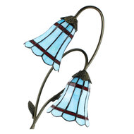Clayre & Eef | Tiffany Tafellamp Blauw Bruin 35x18x61 cm E14/max 2x25W | 5LL-6254