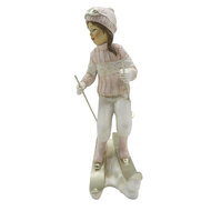 Clayre & Eef | Decoratie Beeld Kind Roze Wit 12x8x19 cm | 6PR3646