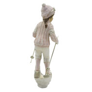 Clayre & Eef | Decoratie Beeld Kind Roze Wit 12x8x19 cm | 6PR3646