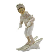 Clayre & Eef | Decoratie Beeld Kind Roze Wit 12x8x19 cm | 6PR3647