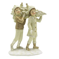 Clayre & Eef | Decoratie Beeld Kinderen Beige Goudkleurig 12x6x15 cm | 6PR4796