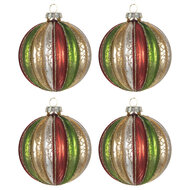 Clayre & Eef | Kerstballen set van 4 Meerkleurig ø 8x8 cm | 6GL2737