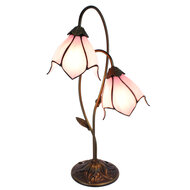 Clayre & Eef | Tiffany Tafellamp Roze Bruin 35x18x61 cm E14/max 2x25W | 5LL-6257