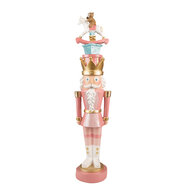 Clayre & Eef | Kerstdecoratie Beeld Notenkraker Roze, Blauw 11x9x50 cm | 6PR3794