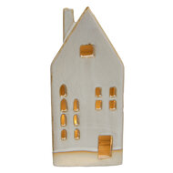 Clayre & Eef | Decoratie Huisje met LED Beige 8x5x18 cm | 6CE1504