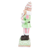 Clayre & Eef | Kerstdecoratie Beeld Notenkraker Groen, Roze 9x6x24 cm | 6PR3736