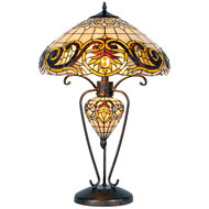 Clayre & Eef | Tiffany Tafellamp Geel ø 46x76 cm E27/max 2x60W E14/max 1x7W | 5LL-5475