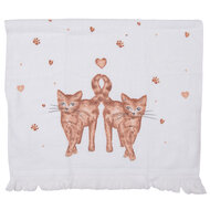 Clayre &amp; Eef   | Gastendoekje Wit, Roze, Groen 40x66 cm | CTKCS