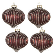 Clayre & Eef | Kerstballen set van 4 Rood ø 8x8 cm | 6GL4111