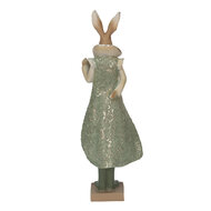 Clayre & Eef | Decoratie Beeld Konijn Groen, Bruin, Beige 11x8x33 cm | 6PR3591