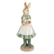 Clayre & Eef | Decoratie Beeld Konijn Groen, Goudkleurig 17x15x40 cm | 6PR3569