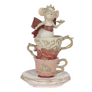 Clayre & Eef | Decoratie Beeld Muis Wit, Roze ø 11x16 cm | 6PR2894