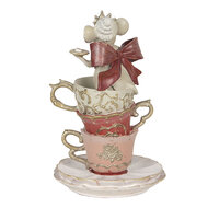 Clayre & Eef | Decoratie Beeld Muis Wit, Roze ø 11x16 cm | 6PR2894