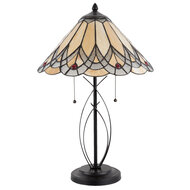 Clayre & Eef | Tiffany Tafellamp Beige, Bruin ø 40x60 cm E27/max 2x60W | 5LL-5186