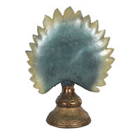 Clayre & Eef | Decoratie Beeld Pauw Blauw, Goud 22x12x30 cm | 6PR3013