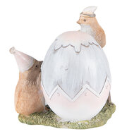 Clayre & Eef | Decoratie beeld Kuikens Grijs Bruin 12x9x12 cm | 6PR3824