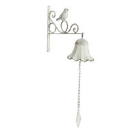Clayre & Eef | Ouderwetse Deurbel Gietijzer Wit 24x10x49 cm | 6Y1527