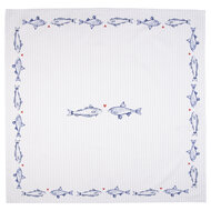 Clayre & Eef | Tafelkleed Wit Blauw 150x250 cm | SSF05