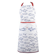 Clayre & Eef | Keukenschort Wit Blauw 70x85 cm | SSF41